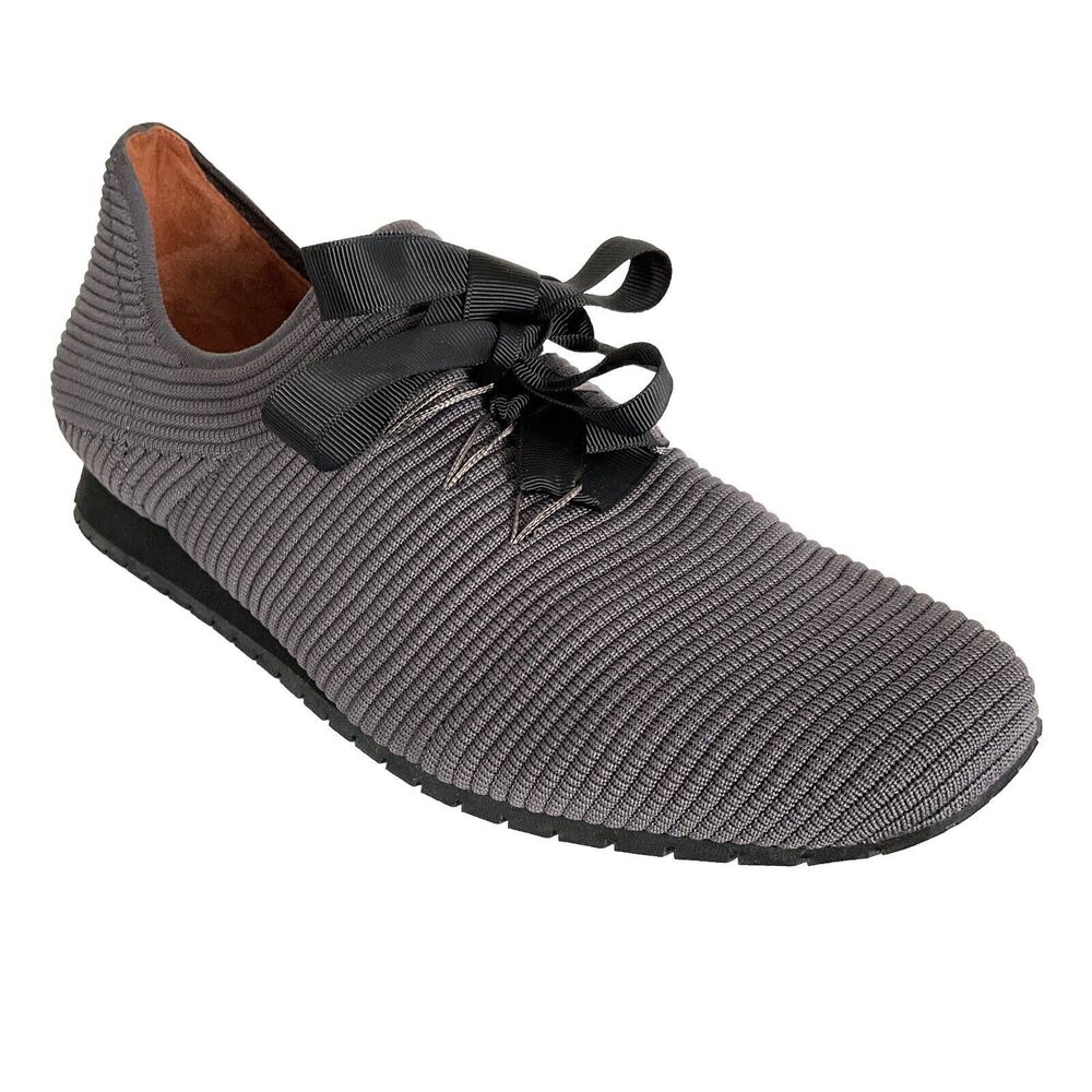L’Amour Des Pieds Taimah Ribbed Woven Slip On Ribbon Laces Sneakers Gray 10